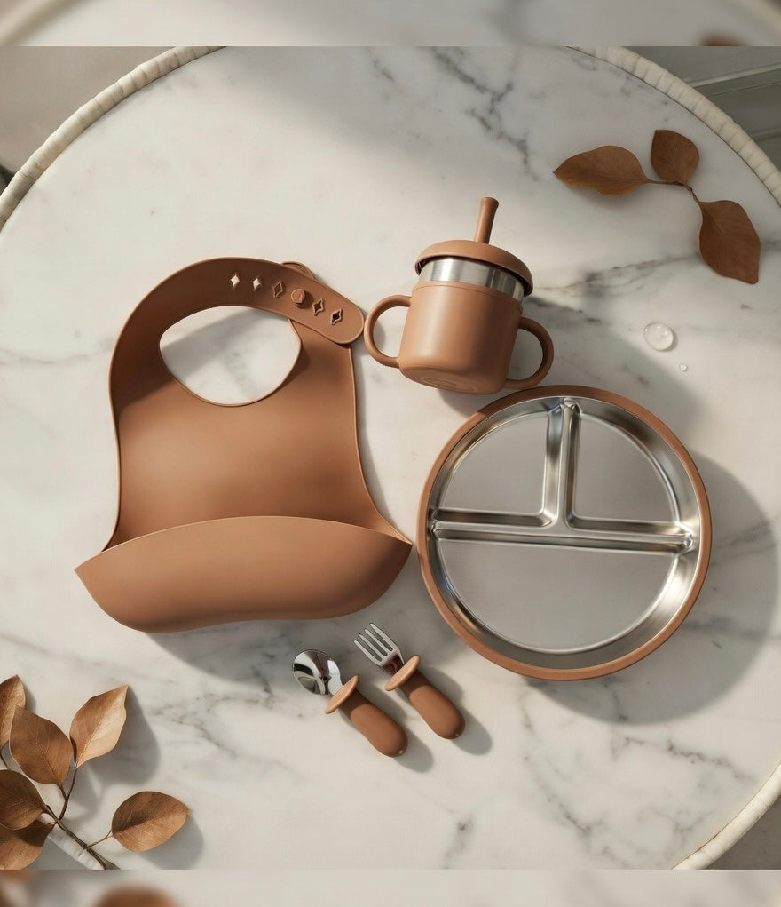 The Premium 5-Piece Silicone & Steel Dining Set