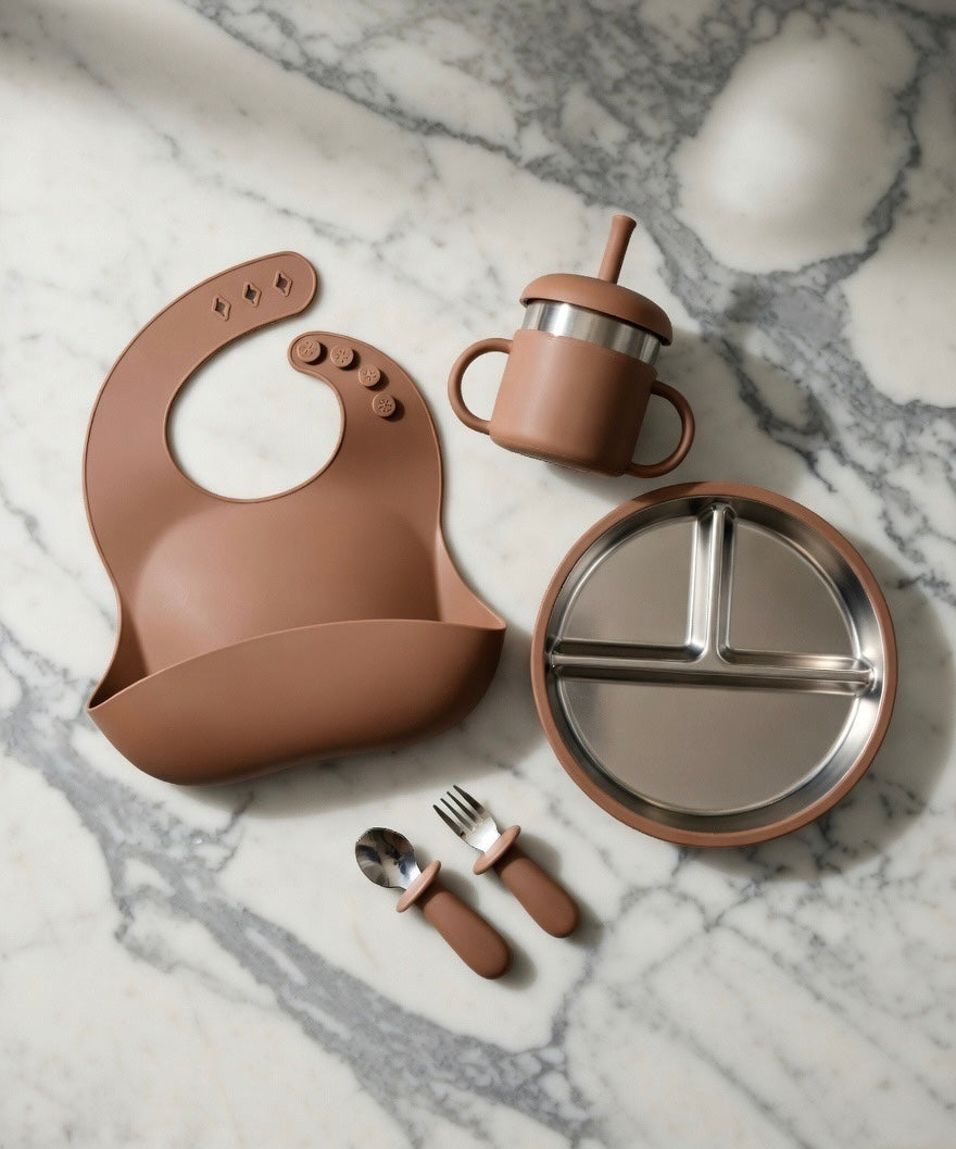 The Premium 5-Piece Silicone & Steel Dining Set